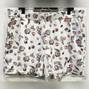 Liz Claiborne White Seashell Linen Blend Pull on Waist Shorts Women's Size XL